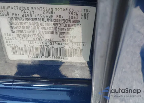 2019 Nissan Sentra Sr from USA, damaged, VIN 3N1AB7APXKY380253